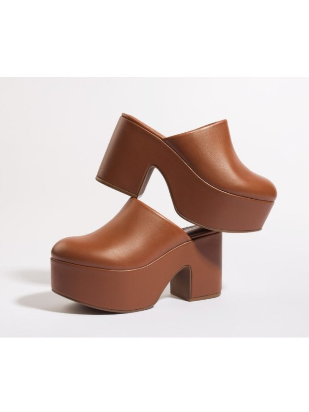 Larroude Miso Shoes Womens Size 6 Brown Platform Mules High Block Heel Slip On